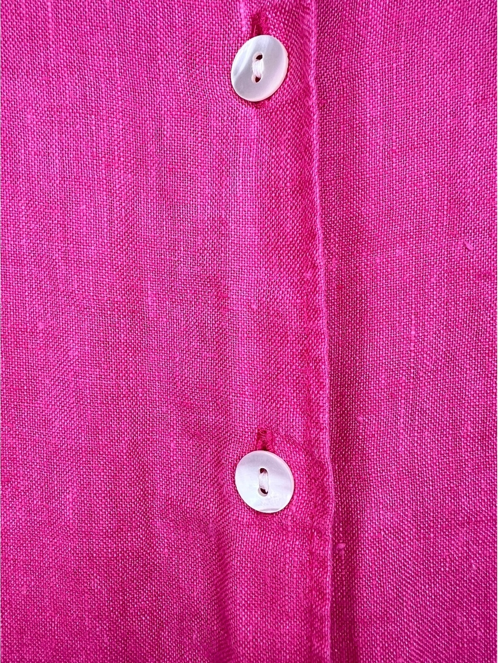 L.L. Bean Women Medium Pink 100% Linen Button Up Long Sleeve Shirt Top Coastal - Picture 3 of 5